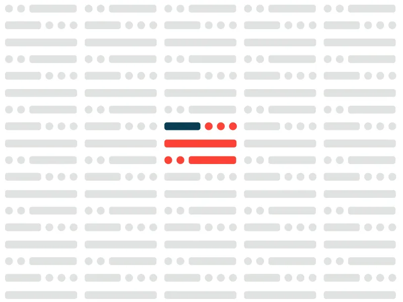 The Morse pattern: rows of gray flags with one in navy and warm red