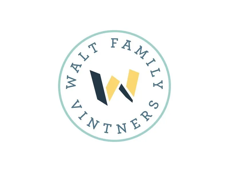 The Walt Family Vintners seal: the W inside a sea glass ring of lettering