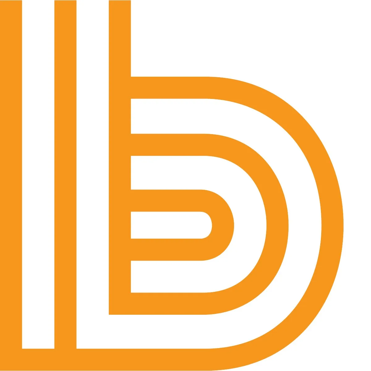 A square sticker: the orange b, cropped large